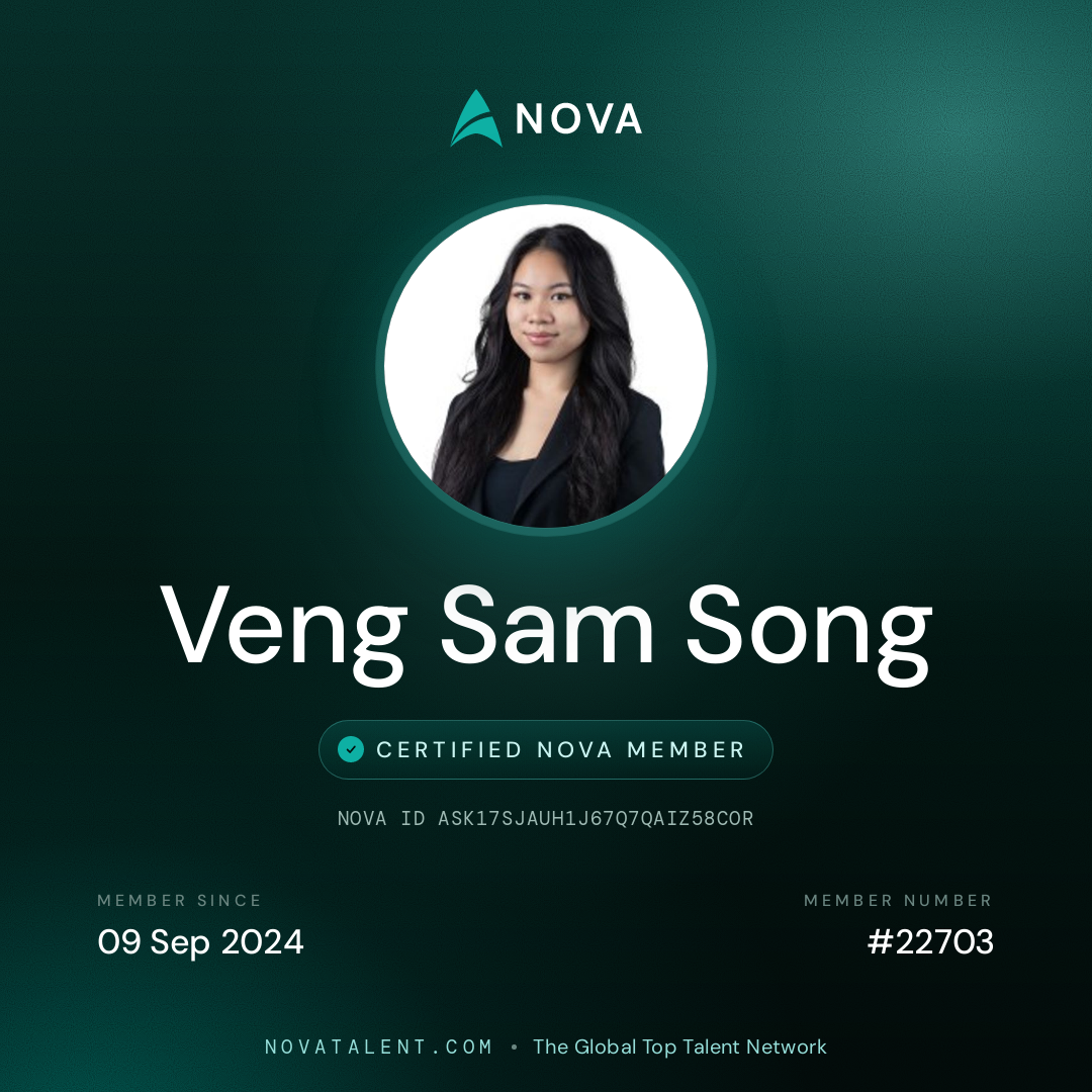 Veng Sam Song - Nova Certificate